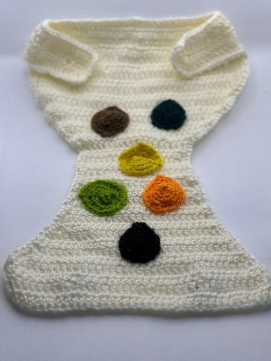 White crocheted healthy stool colour nappy